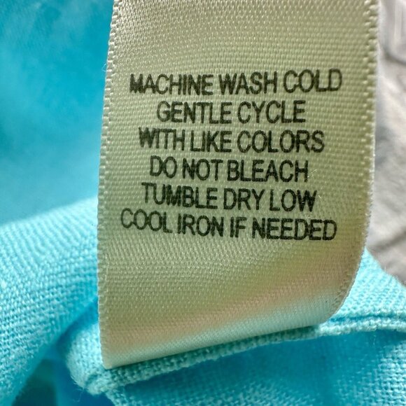 CJ Banks Button Up Hoodie Women's 3X Aqua Blue Linen Blnd Beachy Coastal 3/4 Slv - Picture 10 of 16